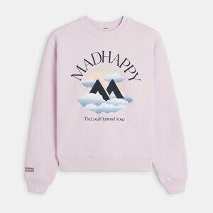 Madhappy Local Optimist Summer Outdoors fleece crewneck sweatshirt, Medium Misty